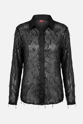 Camicia DOMINIQUE m/l con fili di paillettes