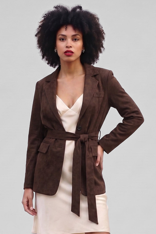 MAIRA suede-effect jacket with belt