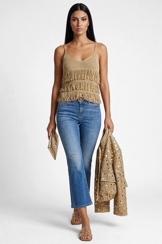 Jeans donna Relish LACORUNA vita alta capri svasati alla caviglia con cintura - immagine 7