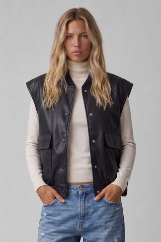 Giubbino smanicato donna RAMONA Oversize  in ecopelle