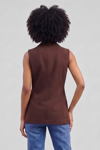Gilet donna lungo AMALIA misto viscosa con bottoni dorati