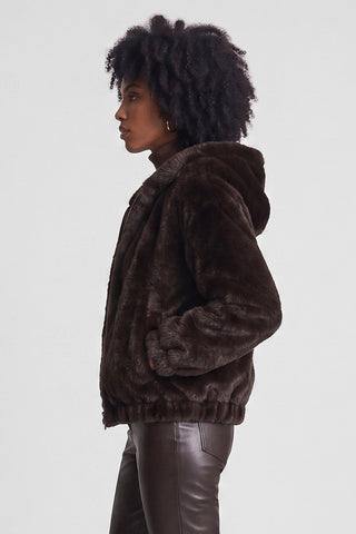 GIRON faux fur jacket with hood and pockets