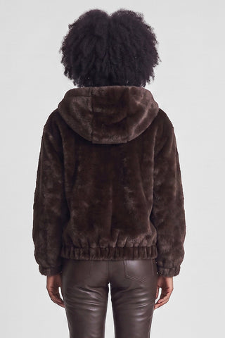 GIRON faux fur jacket with hood and pockets