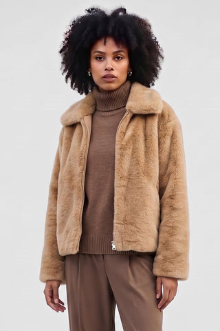 CHELSEA faux fur jacket with zip