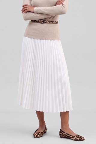 YVONNE midi pleated fabric skirt