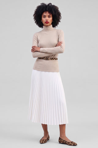 YVONNE midi pleated fabric skirt