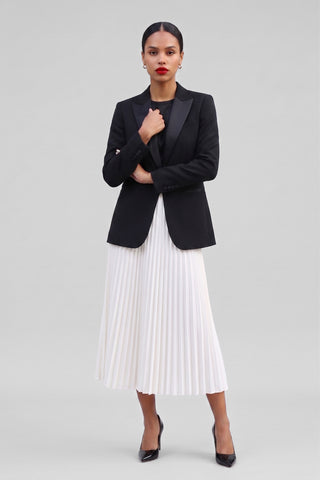 YVONNE midi pleated fabric skirt