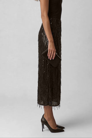 Gonna lunga TILLA con paillettes frangiate vita elastica