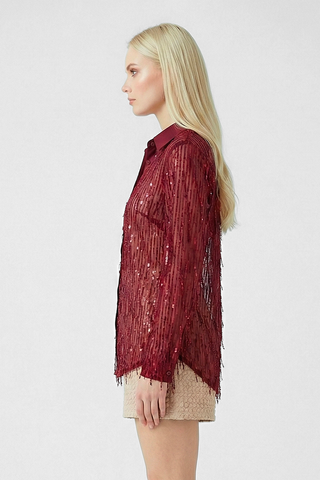 DOMINIQUE L/S shirt with sequin threads
