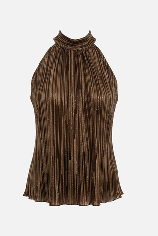 CHANAY top with metallic threads and bow at the neck