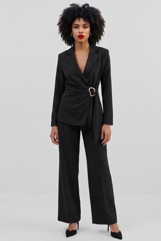 Coordinato donna PALARAY pantalone palazzo e giacca con fusciacca