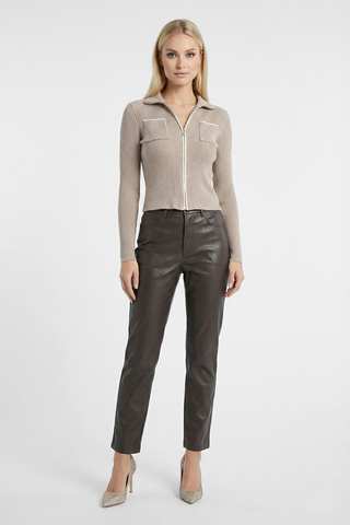 Cardigan a costine ALISSAS con zip e taschini