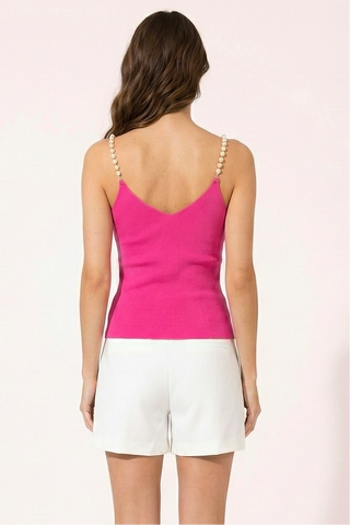 Top MELISANDE con spalline gioiello di perle
