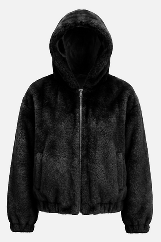 GIRON faux fur jacket with hood and pockets