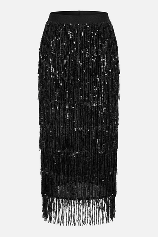 Gonna lunga APOLLINE con frange di paillettes