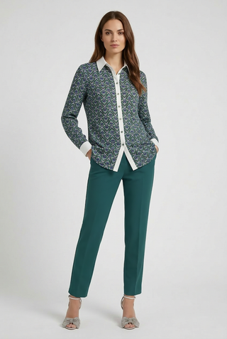 Camicia FIORENZA m/l stampa geometrica