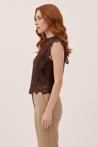 Top in pizzo CHARIX con balze