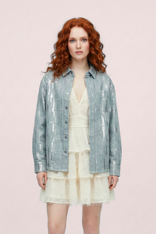 Giacca camicia in denim LUCINE con decori in micro paillettes