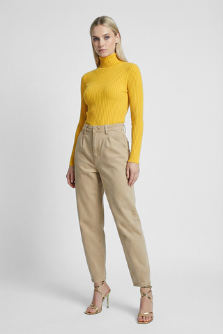 VOGUE high neck ribbed long-sleeved top