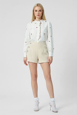 Camicia in cotone OLIMPIA m/l con cuori ricamati