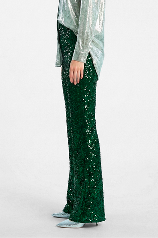 Pantaloni AMANDE in velluto e paillettes