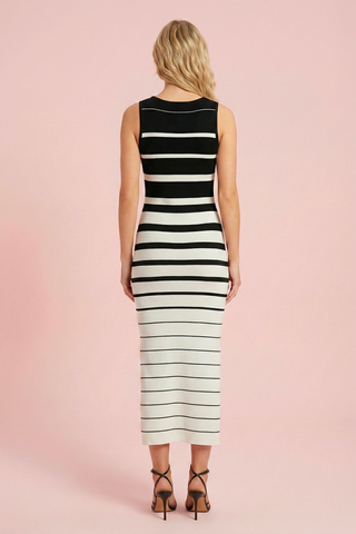 YOLANDE striped midi dress