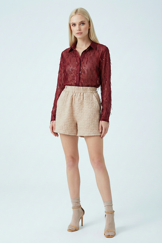 Camicia DOMINIQUE m/l con fili di paillettes