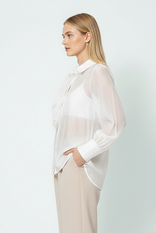 Camicia BREST m/l con applicazione fiore in tulle