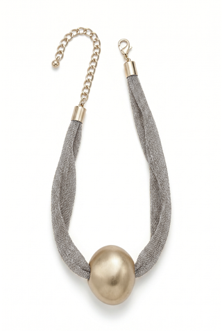 Collana POMME in tessuto metallico ed elemento sferico