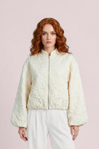 OPHELIE Oversized Jacket with zipper and embossed fabric
