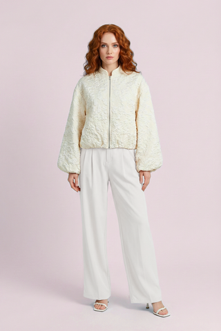 OPHELIE Oversized Jacket with zipper and embossed fabric