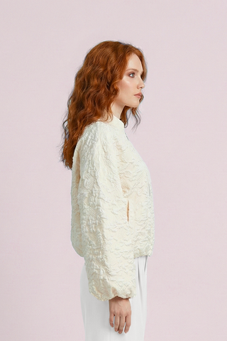 OPHELIE Oversized Jacket with zipper and embossed fabric