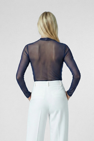ELODIE top, long sleeve heart-shaped, in tulle and sequins