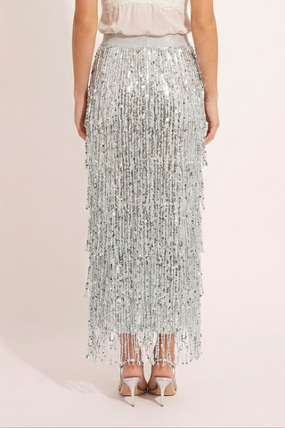 Gonna lunga APOLLINE con frange di paillettes