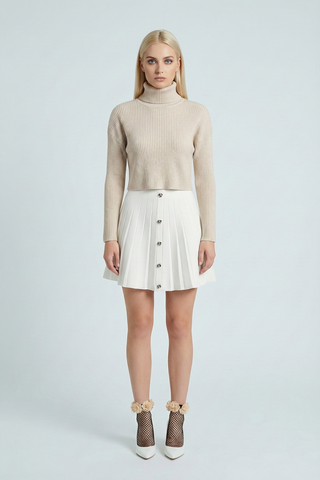 Gonna CHERYN con pieghe e bottoni argento