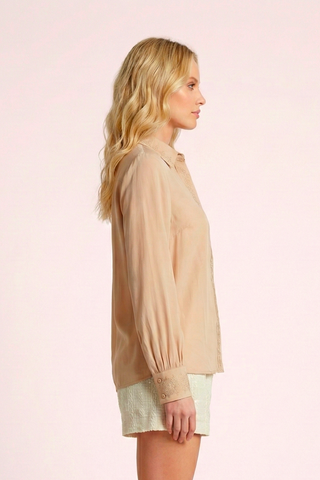 Camicia MIRABELLE m/l con polsini ricamati