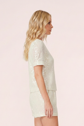 Blusa DENISE m/m con ricami e micro paillettes