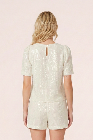 Blusa DENISE m/m con ricami e micro paillettes