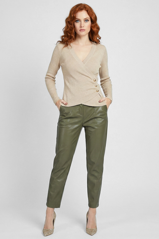 AGONGES High-waisted Faux Leather Trousers