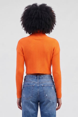 Maglia donna a costine cropped PITTY a collo alto