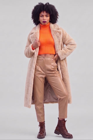 Maglia donna a costine cropped PITTY a collo alto