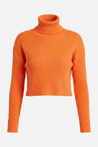 Maglia donna a costine cropped NANCY a collo alto - immagine 7