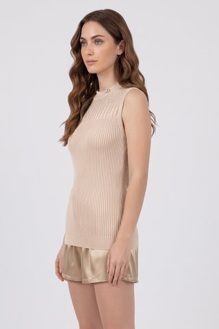 Maglia in viscosa CLEMENCE giromanica con inserto in tulle - immagine 4