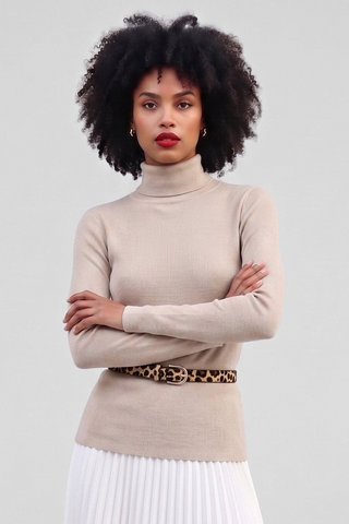 Maglia ISOLDE m/l misto viscosa collo alto