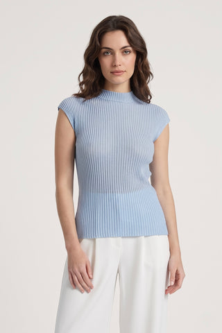 Maglia m/m JUDITH a coste larghe in tessuto lurex misto viscosa - immagine 3
