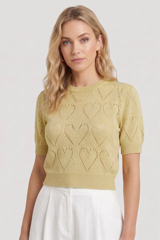 Maglia LAVINIA con motivi cuori traforati in misto viscosa - immagine 2