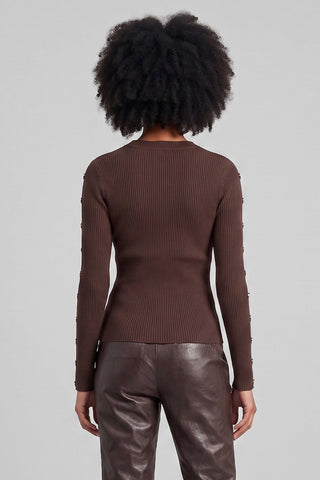 PERON ribbed crew-neck jumper with gold buttons