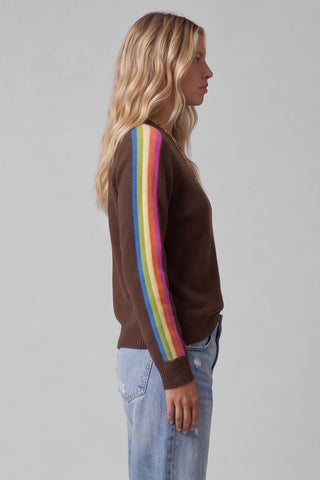 Maglione donna PIOLA in lana con bande multicolori sulle maniche