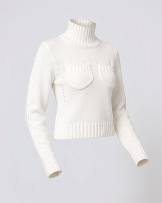 Maglione donna SEYLA in maglia collo alto e tasche applicate