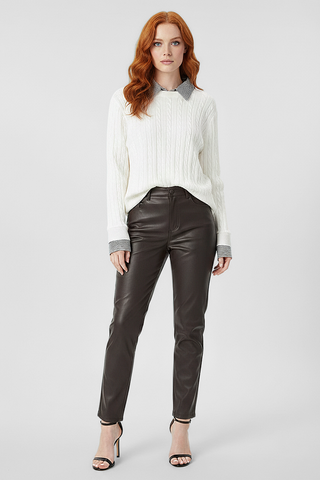 Maglia donna TREVOUX misto viscosa m/l a trecce con polsini - immagine 5